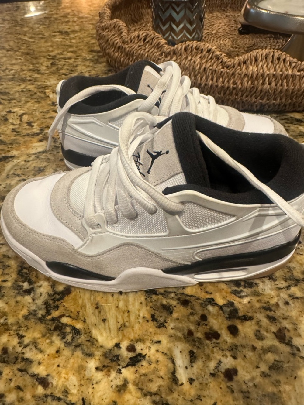 Jordan Low-Top Sneakers in White, Gray & Black